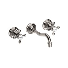 Chesterfield Double Handle Widespread Wall Mounted Lavatory Faucet with Metal Cross Handles