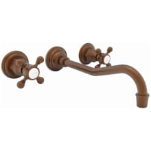 Chesterfield Double Handle Widespread Wall Mounted Lavatory Faucet with Metal Cross Handles