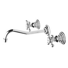 Chesterfield Double Handle Widespread Wall Mounted Lavatory Faucet with Metal Cross Handles