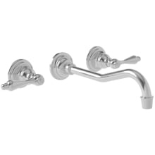 Chesterfield Double Handle Widespread Wall Mounted Lavatory Faucet with Metal Lever Handles