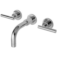 East Linear Double Handle Widespread Wall Mounted Lavatory Faucet with Metal Lever Handles