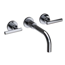 East Linear Double Handle Widespread Wall Mounted Lavatory Faucet with Metal Lever Handles