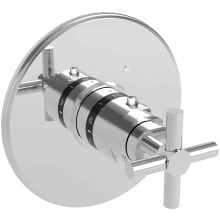 Single Handle Round Thermostatic Valve Trim with Metal Cross Handle from the East Linear and East Square Collections