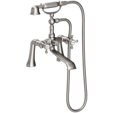 Astor Deck Mounted Tub Filler with 2 Cross Handles - Includes Hand Shower