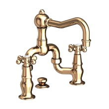 Chesterfield 1.2 GPM Widespread Bathroom Bridge Faucet with Metal Cross Handles and Pop-Up Drain