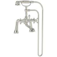 Chesterfield Deck Mounted Roman Tub Filler with Metal Cross Handles - Includes Personal Hand Shower and Rough-In Valve