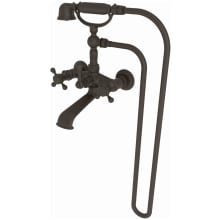 Chesterfield Wall Mounted Clawfoot Tub Filler with Handshower and Metal Cross Handles