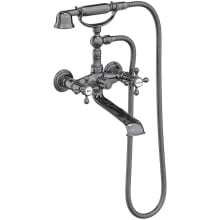 Chesterfield Wall Mounted Clawfoot Tub Filler with Handshower and Metal Cross Handles