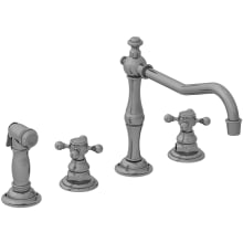 Chesterfield Double Handle Widespread Kitchen Faucet with Side Spray and Metal Cross Handles