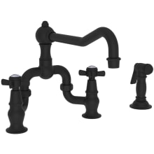 Fairfield 1.8 GPM Double Handle Bridge Kitchen Faucet with Metal Cross Handles - Includes Side Spray