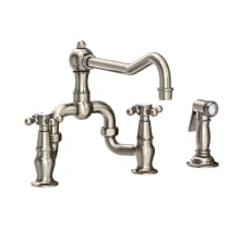 Chesterfield 1.8 GPM Double Handle Bridge Kitchen Faucet with Metal Cross Handles - Includes Side Spray
