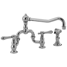 Chesterfield 1.8 GPM Double Handle Bridge Kitchen Faucet with Metal Lever Handles - Includes Side Spray