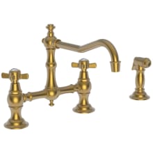 Fairfield Double Handle Widespread Kitchen Faucet with Side Spray and Metal Cross Handles