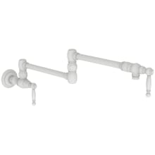 Chesterfield Double Handle Wall Mounted Pot Filler Faucet with Metal Lever Handles