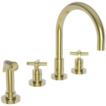 East Linear Double Handle Widespread Kitchen Faucet with Side Spray and Metal Lever Handles
