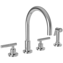 East Linear Double Handle Widespread Kitchen Faucet with Side Spray and Metal Lever Handles