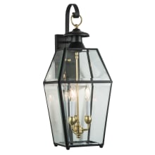 Old Colony 3 Light 28" Tall Outdoor Wall Sconce with Clear Glass Shade