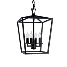 Cage 12" Wide 4 Light Pendant with Steel Cage