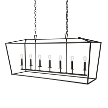 Cage 7 Light 54" Wide Linear Chandelier with Steel Cage