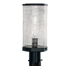 Polygon 13" Tall Post Light with Wavy Glass Shade