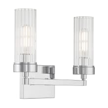 Lida 2 Light 14" Wide Vanity Light with Fluted Glass Shades