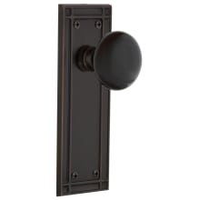 Vintage Black Porcelain Single Dummy Door Knob with Solid Brass Mission Style Backplate