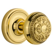 Classic Renaissance Egg and Dart Solid Brass Privacy Door Knob Set with Classic Rose Plate and 2-3/8" Backset