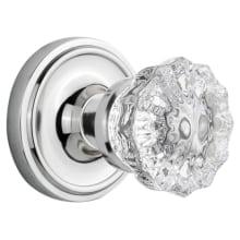 Vintage Crystal Knob with Solid Brass Passage Door Knob Set with Classic Rose Plate and 2-3/8" Backset