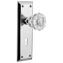 Crystal Solid Brass Dummy Door Knob Set with New York Rose and Keyhole