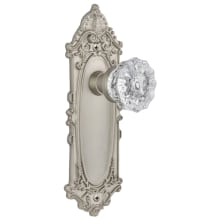 Crystal Solid Brass Privacy Door Knob Set with Victorian Rose and 2-3/8" Backset