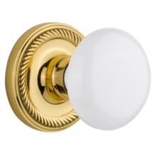 White Porcelain Solid Brass Dummy Door Knob Set with Rope Rose