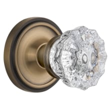Vintage Crystal Knob with Solid Brass Privacy Door Knob Set with Classic Rose Plate and 2-3/8" Backset