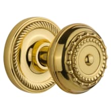 Meadows Solid Brass Passage Door Knob Set with Rope Rose and 2-3/8" Backset