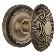 Victorian Solid Brass Single Dummy Door Knob with Rope Rose