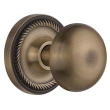 New York Solid Brass Privacy Door Knob Set with Rope Rose and 2-3/8" Backset