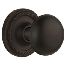 New York Solid Brass Privacy Door Knob Set with Rope Rose and 2-3/8" Backset