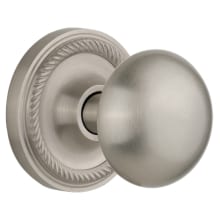 New York Solid Brass Privacy Door Knob Set with Rope Rose and 2-3/8" Backset
