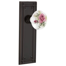 Rose Porcelain Solid Brass Privacy Door Knob Set with Mission Rose and 2-3/8" Backset