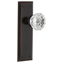 Crystal Solid Brass Privacy Door Knob Set with New York Rose and 2-3/8" Backset