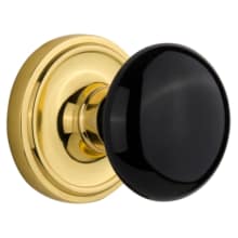 Black Porcelain Dummy Door Knob Set with Solid Brass Classic Rose Plate