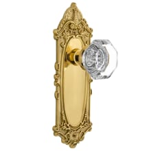 Waldorf Lead Crystal Single Dummy Door Knob with Solid Brass Victorian Backplate