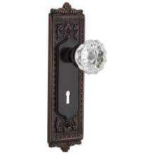 Victorian Crystal Privacy Door Knob Set with Solid Brass Egg and Dart Plate, Keyhole and 2-3/8" Backset