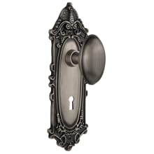 Homestead Solid Brass Passage Door Knob Set with Victorian Rose, Keyhole and 2-3/8" Backset