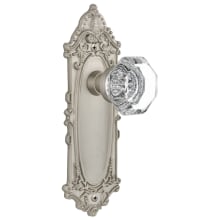 Waldorf Lead Crystal Passage Door Knob Set with Solid Brass Victorian Rose and 2-3/8" Backset