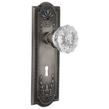 Crystal Solid Brass Passage Door Knob Set with Meadows Rose, Keyhole and 2-3/8" Backset