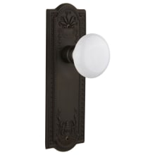 Vintage Farmhouse White Porcelain Privacy Door Knob Set with Solid Brass Meadows Rose and 2-3/8" Backset