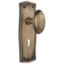 Homestead Solid Brass Privacy Door Knob Set with Prairie Rose, Keyhole and 2-3/8" Backset