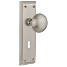 New York Solid Brass Passage Door Knob Set with Keyhole and 2-3/8" Backset