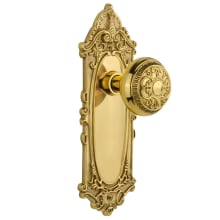 Egg and Dart Solid Brass Passage Door Knob Set with Victorian Rose and 2-3/8" Backset
