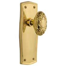 Victorian Solid Brass Passage Door Knob Set with Prairie Rose and 2-3/8" Backset